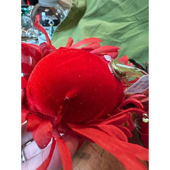 3 Lg Red Feathered Cardinal Christmas Tree Ornaments Glitter Accents Clip-On - Picture 10 of 13